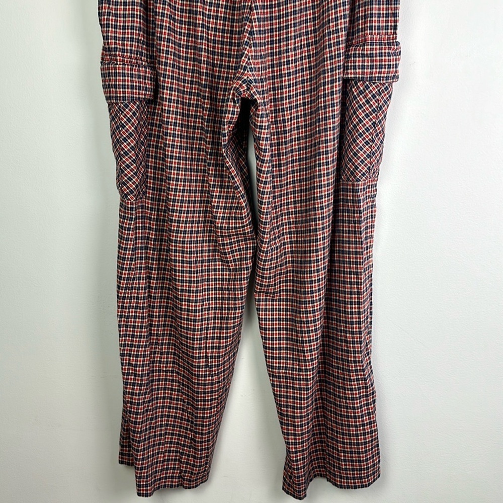 NEW Aerie XXL Flannel Cargo Skater Pajama Pants Red Blue Tan Plaid Pockets Soft - Picture 13 of 16